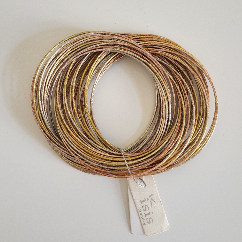 Isis New Bracalet gold silver bronce made with 60 thin bracelets NWT women's